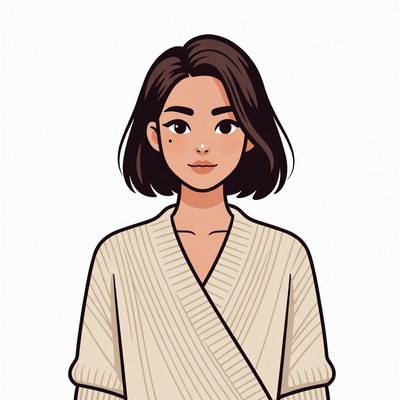 Asian woman in beige sweater