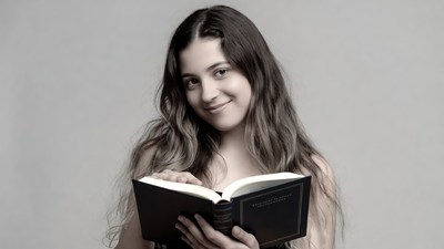 Young woman reading book