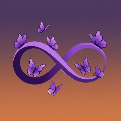Purple Infinity Symbol with Butterflies