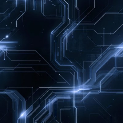 Blue Neon Circuit Board Pattern