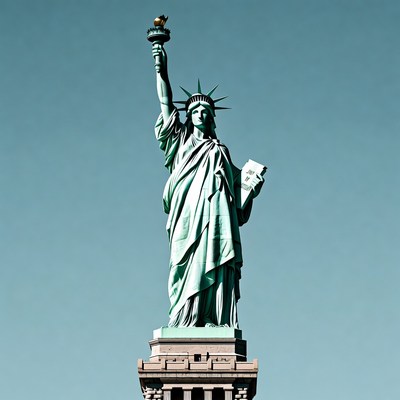 Statue of Liberty on blue background
