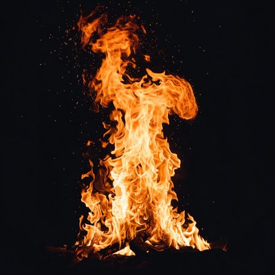 Fiery Flames on Black Background