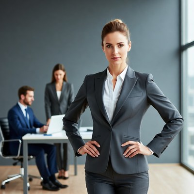 Confident businesswoman standing in modern office