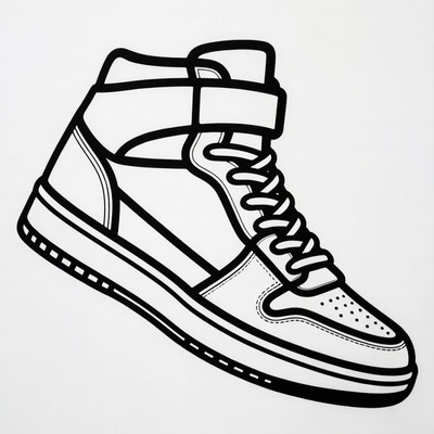 High-top Sneaker Outline Illustration