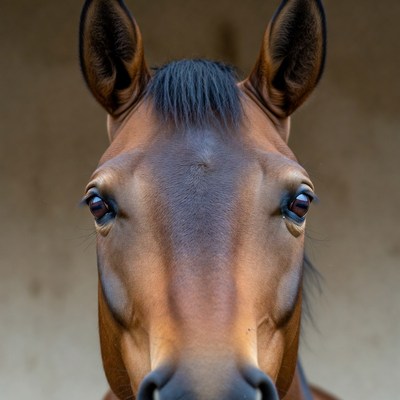 Close-up brown horse face