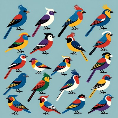 Colorful Birds Illustration Collection