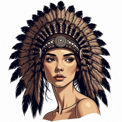 Beautiful woman in Native American headdress