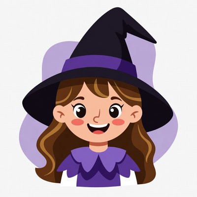 Smiling girl witch cartoon