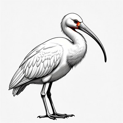 White Ibis Bird Illustration