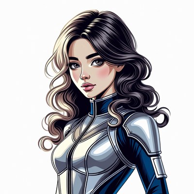 Anime girl in silver sci-fi armor