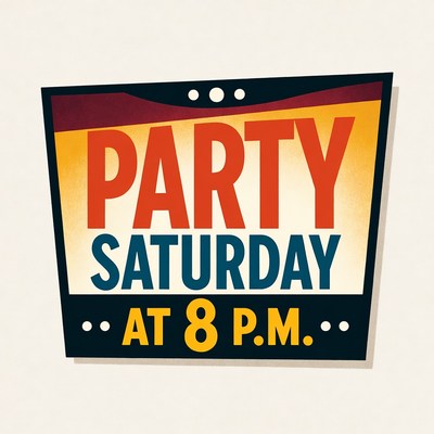 Party Saturday at 8pm Illustration