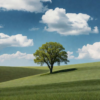 Lone Tree on Green Hills