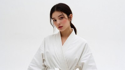 Asian woman in white kimono