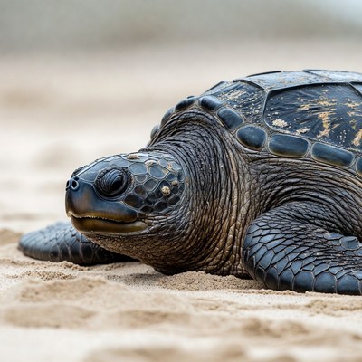 Baby sea turtle on beach sand