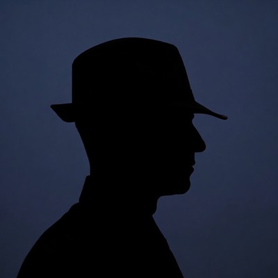 Man silhouette wearing fedora hat