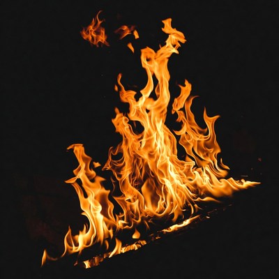 Vibrant Flames on Black Background