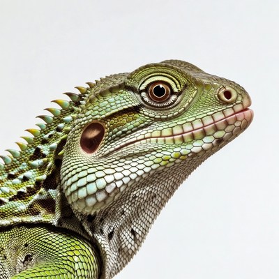 Green iguana close-up portrait