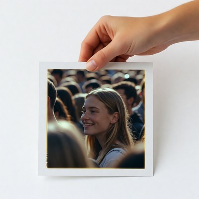 Smiling Woman in Crowd Photo