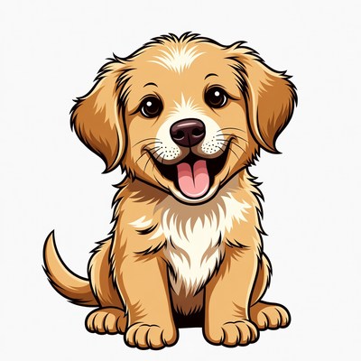 Cute Golden Retriever Puppy Illustration