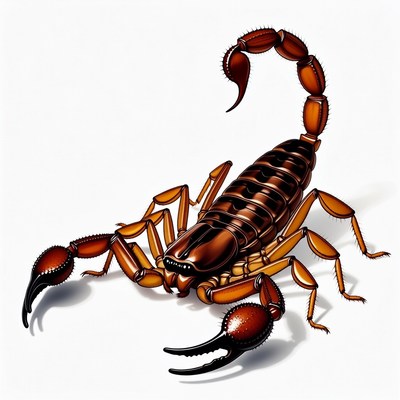 Red Scorpion on White Background