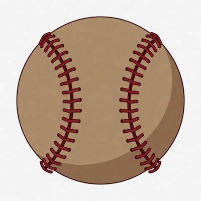Baseball with red stitches