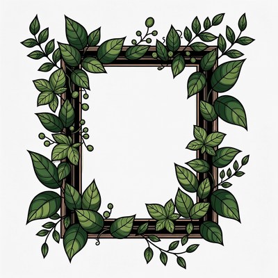 Green Leaf Floral Frame Illustration