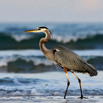 Great Blue Heron on Beach