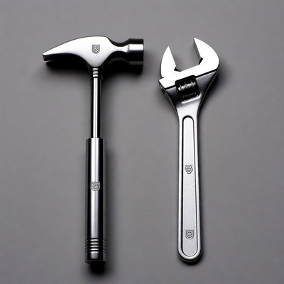 Silver Claw Hammer and Adjustable Wrench