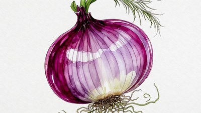 Watercolor Red Onion Illustration