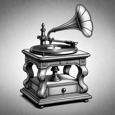 Vintage Gramophone Illustration