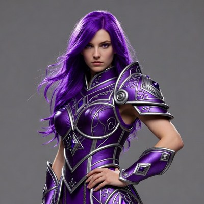 Woman in purple fantasy armor