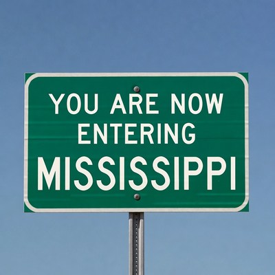 Entering Mississippi Road Sign