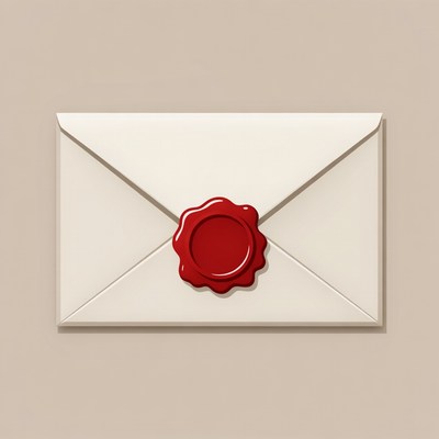 White envelope with red wax seal