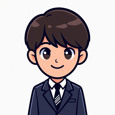 Cartoon boy in navy suit