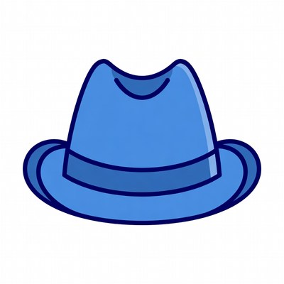 Blue fedora hat illustration