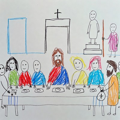 Child's drawing of Last Supper