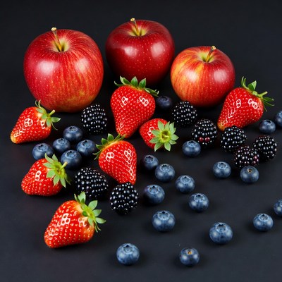 Fresh Strawberries Apples Blueberries Blackberries