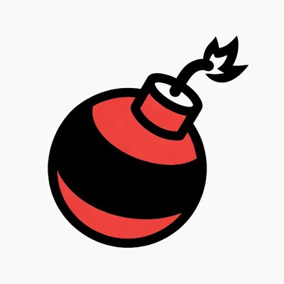 Red Bomb with Lit Fuse