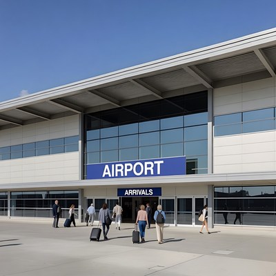People arriving at airport terminal