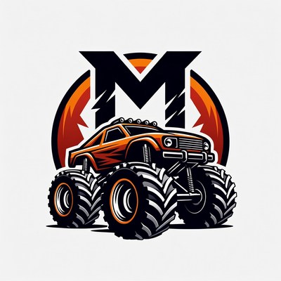 Orange Monster Truck with M Logo