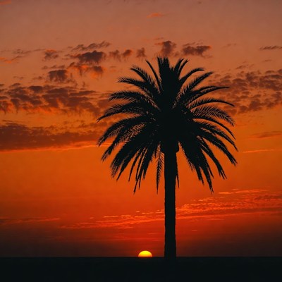 Palm Tree Silhouette at Sunset