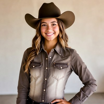 Smiling woman in cowboy hat