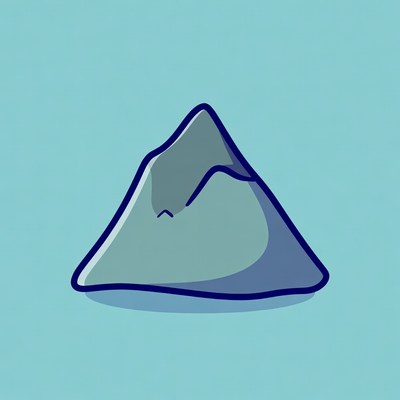 Cartoon Mountain on Blue Background