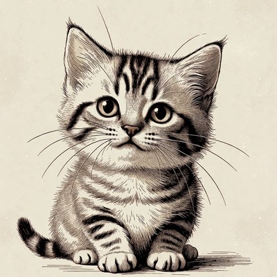 Cute tabby kitten illustration