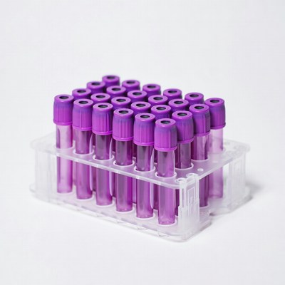 Purple Top Test Tubes in Rack