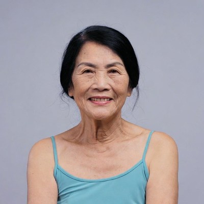Asian elderly woman smiling