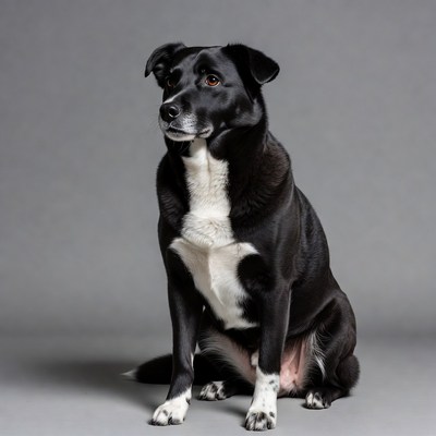 Black and white dog sitting