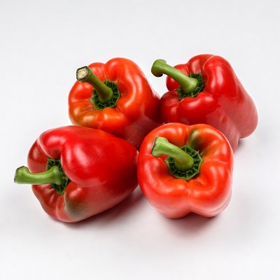 Four Fresh Red Bell Peppers