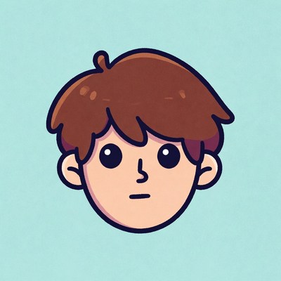 Cartoon boy with brown hair