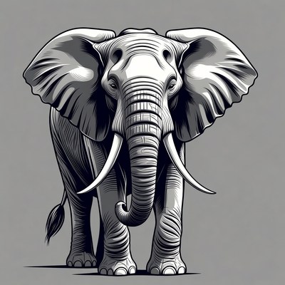 Elephant illustration on gray background